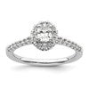 14k White Gold Halo (Holds 1/3 carat (5x4mm) Oval Center) 1/4 carat Diamond Semi-mount Engagement Ring