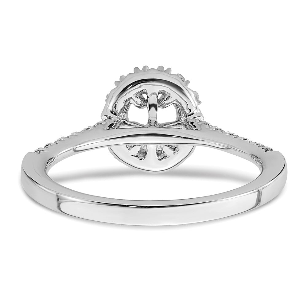 14k White Gold 1/3 carat Lab Grown Diamond VS/SI+ G+ 1/2 carat Center Oval Semi Mount Halo Engagement Ring