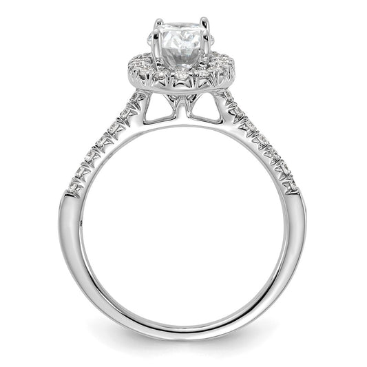 14k White Gold Halo (Holds 1 carat (8x5.7mm) Oval Center) 3/8 carat Diamond Semi-mount Engagement Ring
