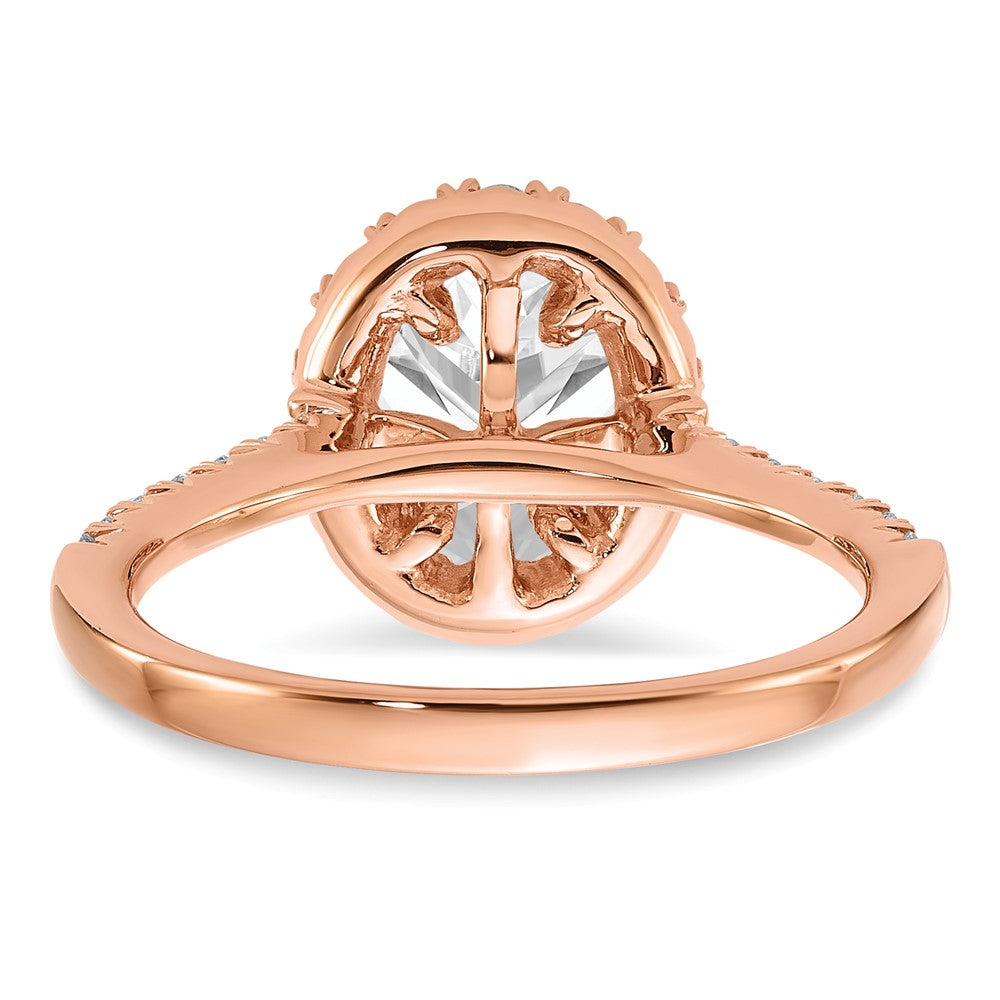 14k Rose Gold 1/2 carat Lab Grown Diamond VS/SI+ G+ 1 1/2 carat Center Oval Semi Mount Halo Engagement Ring