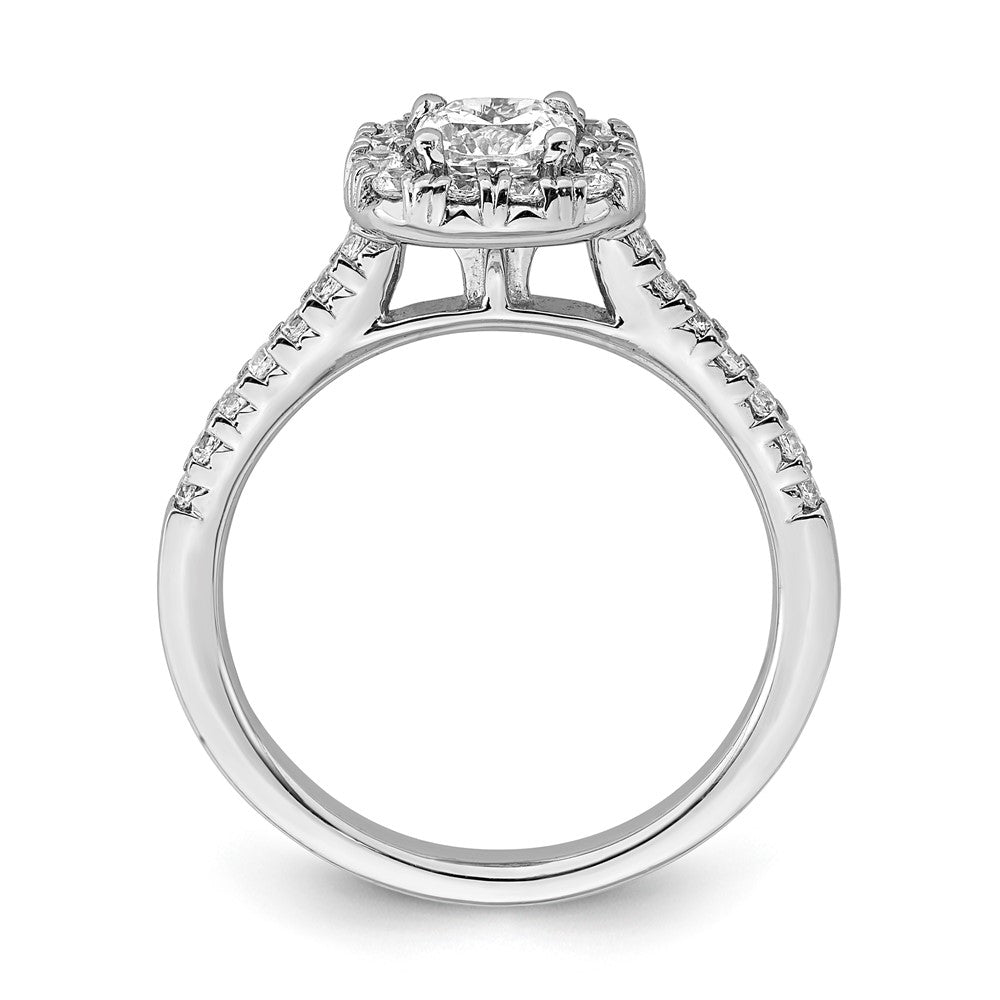 True Origin 14K White Gold 3/8 carat Lab Grown Diamond VS+ F+ Semi-Mount Cushion Halo Engagement Ring