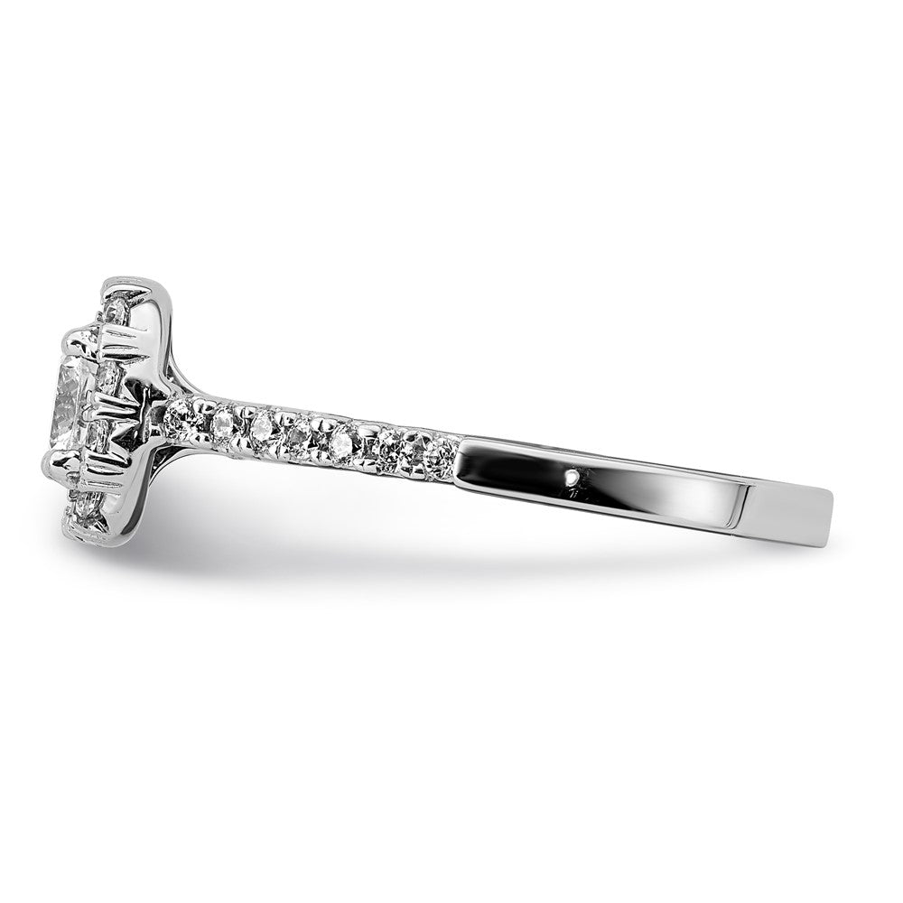 True Origin 14K White Gold 3/8 carat Lab Grown Diamond VS+ F+ Semi-Mount Cushion Halo Engagement Ring