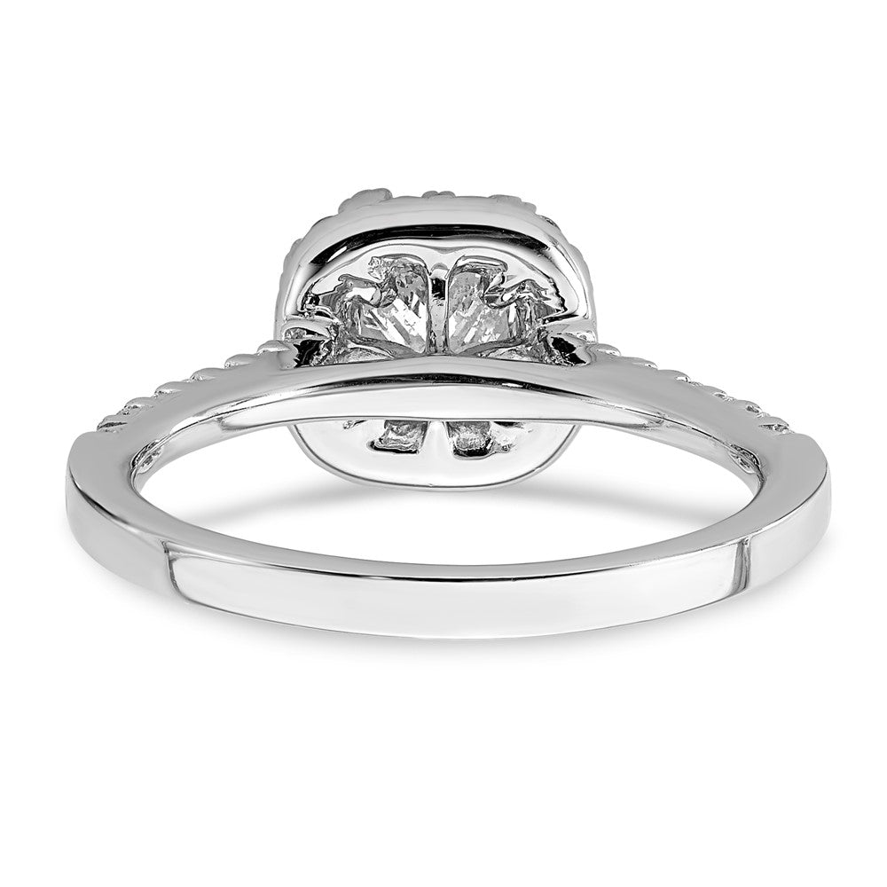 True Origin 14K White Gold 3/8 carat Lab Grown Diamond VS+ F+ Semi-Mount Cushion Halo Engagement Ring