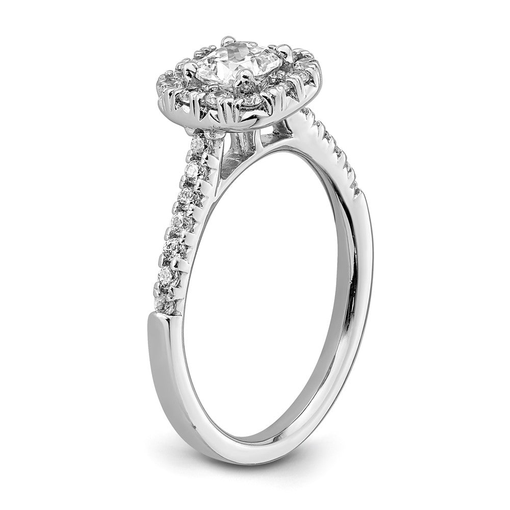 True Origin 14K White Gold 3/8 carat Lab Grown Diamond VS+ F+ Semi-Mount Cushion Halo Engagement Ring
