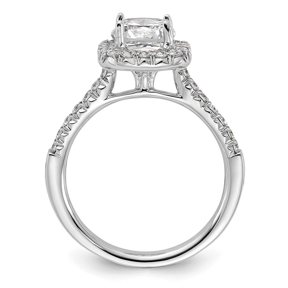 True Origin 14K White Gold 1/2 carat Lab Grown Diamond VS+ F+ Semi-Mount Cushion Halo Engagement Ring