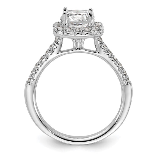 14k White Gold Halo (Holds 1.5 carat (6.8mm) Cushion Center) 1/2 carat Diamond Semi-mount Engagement Ring