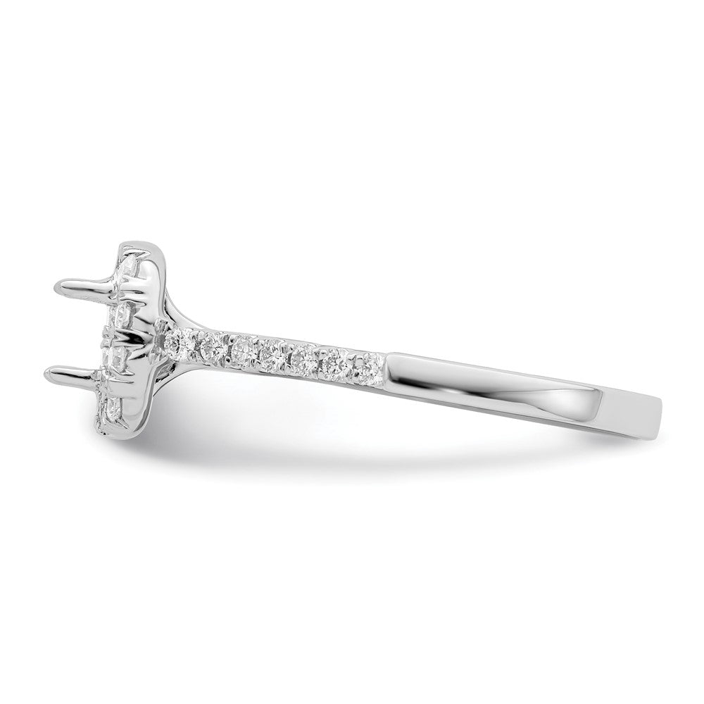 True Origin 14K White Gold 1/2 carat Lab Grown Diamond VS+ F+ Semi-Mount Asscher Halo Engagement Ring