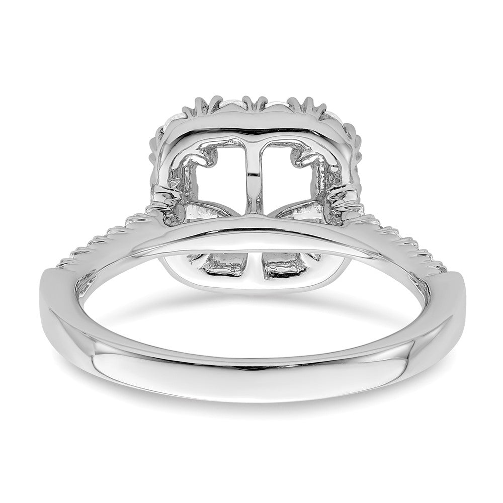 14k White Gold Halo (Holds 1.5 carat (6.25mm) Asscher-cut Center) 3/4 carat Diamond Semi-mount Engagement Ring