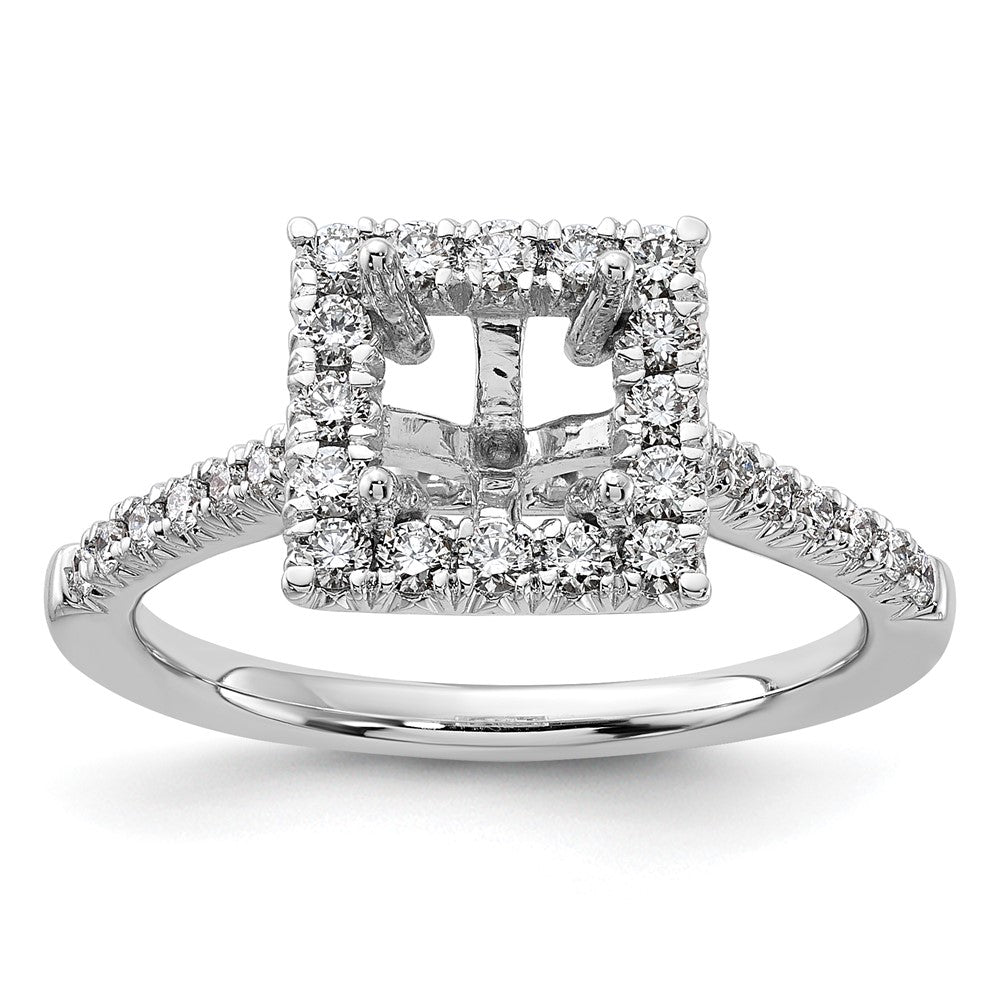 14k White Gold 1/2 carat Lab Grown Diamond VS/SI+ G+ 1 carat Center Princess Semi Mount Halo Engagement Ring