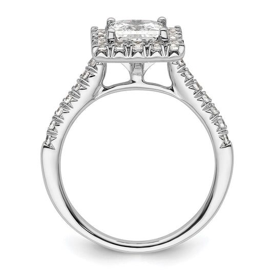 14k White Gold Halo (Holds 1.25 carat (6mm) Princess Center) 1/2 carat Diamond Semi-mount Engagement Ring