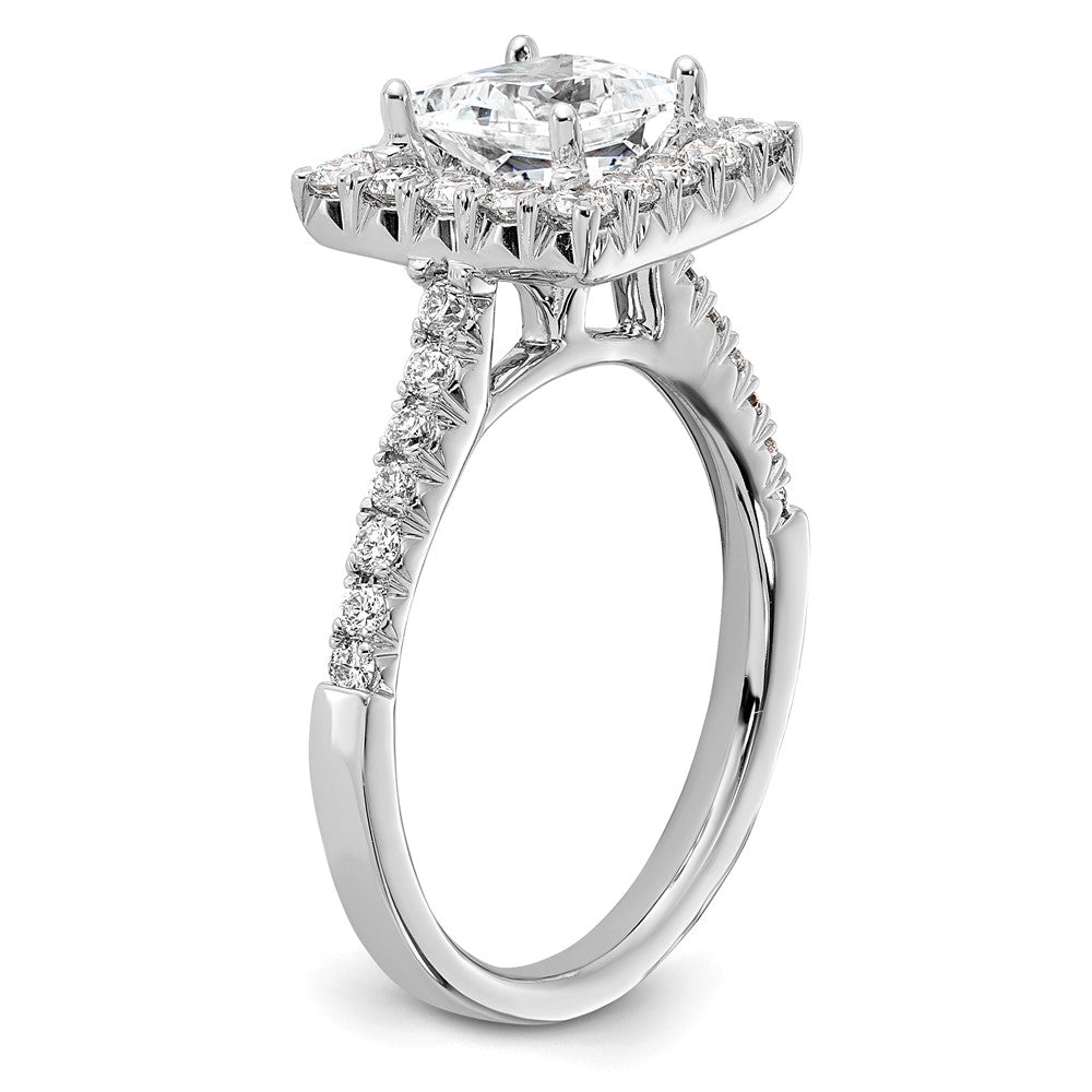 True Origin 14K White Gold 3/4 carat Lab Grown Diamond VS+ F+ Semi-Mount Princess Halo Engagement Ring