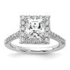 True Origin 14K White Gold 3/4 carat Lab Grown Diamond VS+ F+ Semi-Mount Princess Halo Engagement Ring