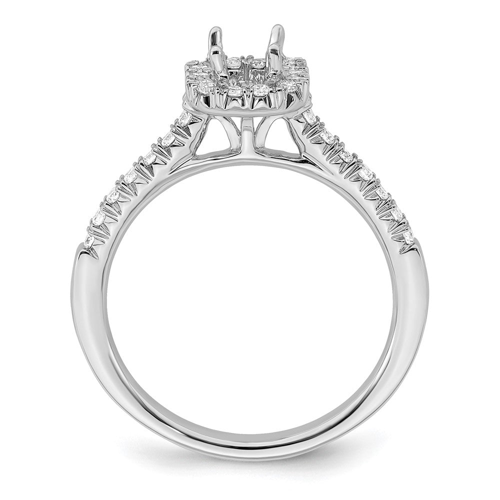 True Origin 14K White Gold 1/4 carat Lab Grown Diamond VS+ F+ Semi-Mount Emerald Halo Engagement Ring