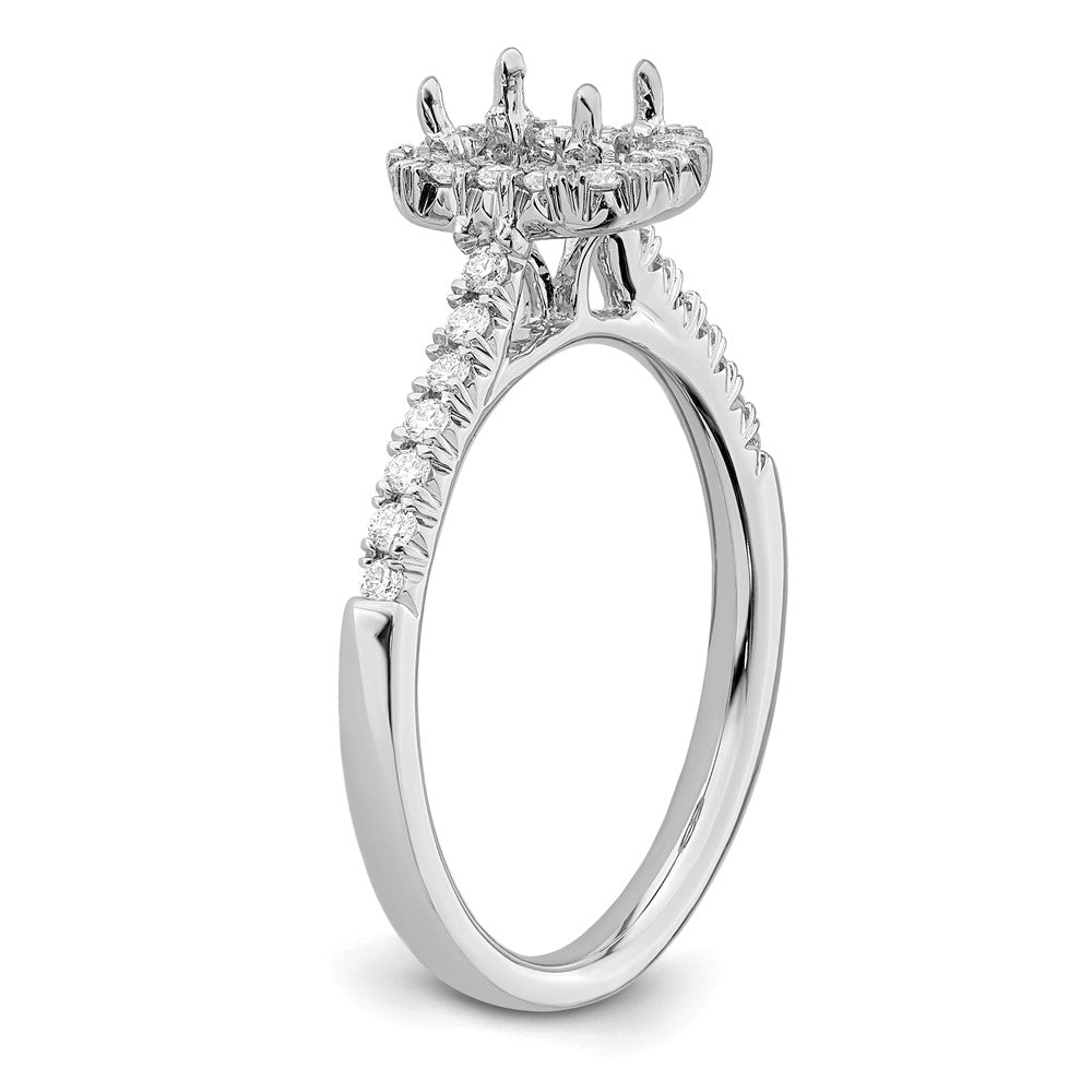 True Origin 14K White Gold 1/4 carat Lab Grown Diamond VS+ F+ Semi-Mount Emerald Halo Engagement Ring