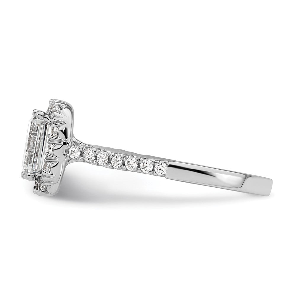 True Origin 14K White Gold 1/2 carat Lab Grown Diamond VS+ F+ Semi-Mount Emerald Halo Engagement Ring