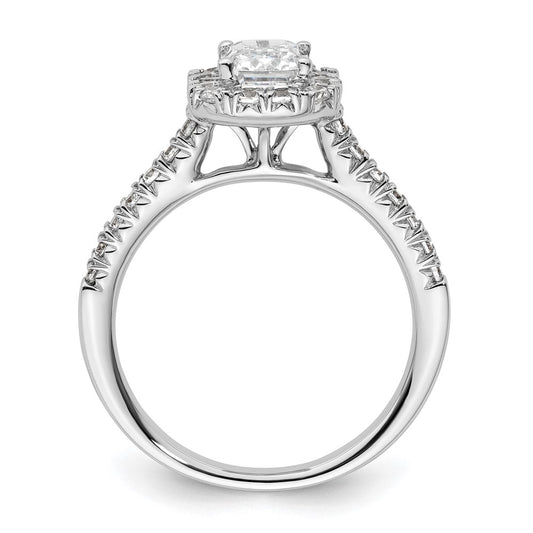 14k White Gold Halo (Holds 1.25 carat (6.8x5.2mm) Emerald-cut Center) 1/2 carat Diamond Semi-mount Engagement Ring