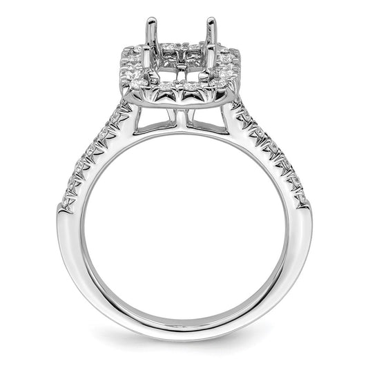 True Origin 14K White Gold 5/8 carat Lab Grown Diamond VS+ F+ Semi-Mount Emerald Halo Engagement Ring