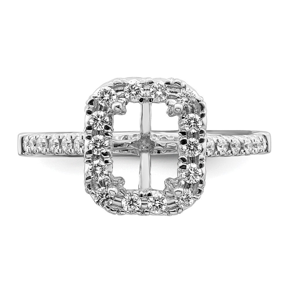 True Origin 14K White Gold 5/8 carat Lab Grown Diamond VS+ F+ Semi-Mount Emerald Halo Engagement Ring