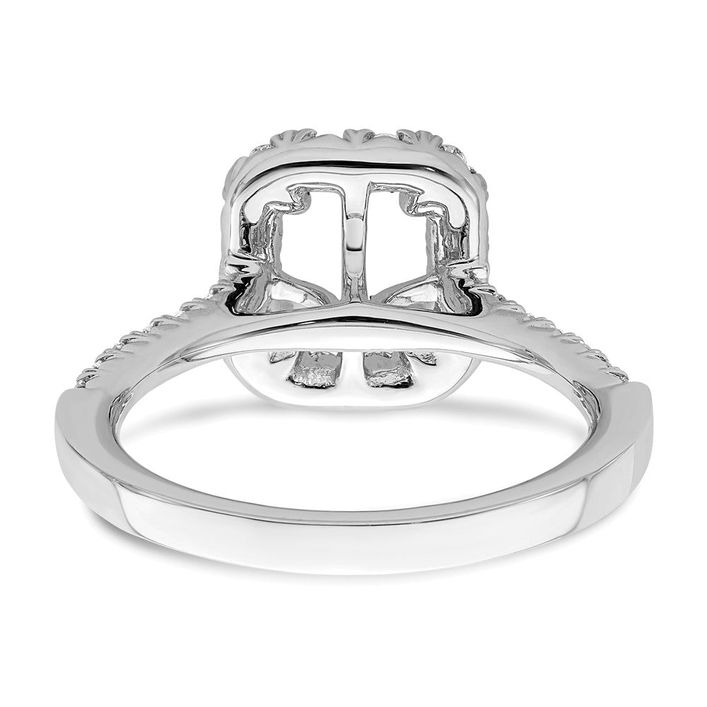 True Origin 14K White Gold 5/8 carat Lab Grown Diamond VS+ F+ Semi-Mount Emerald Halo Engagement Ring