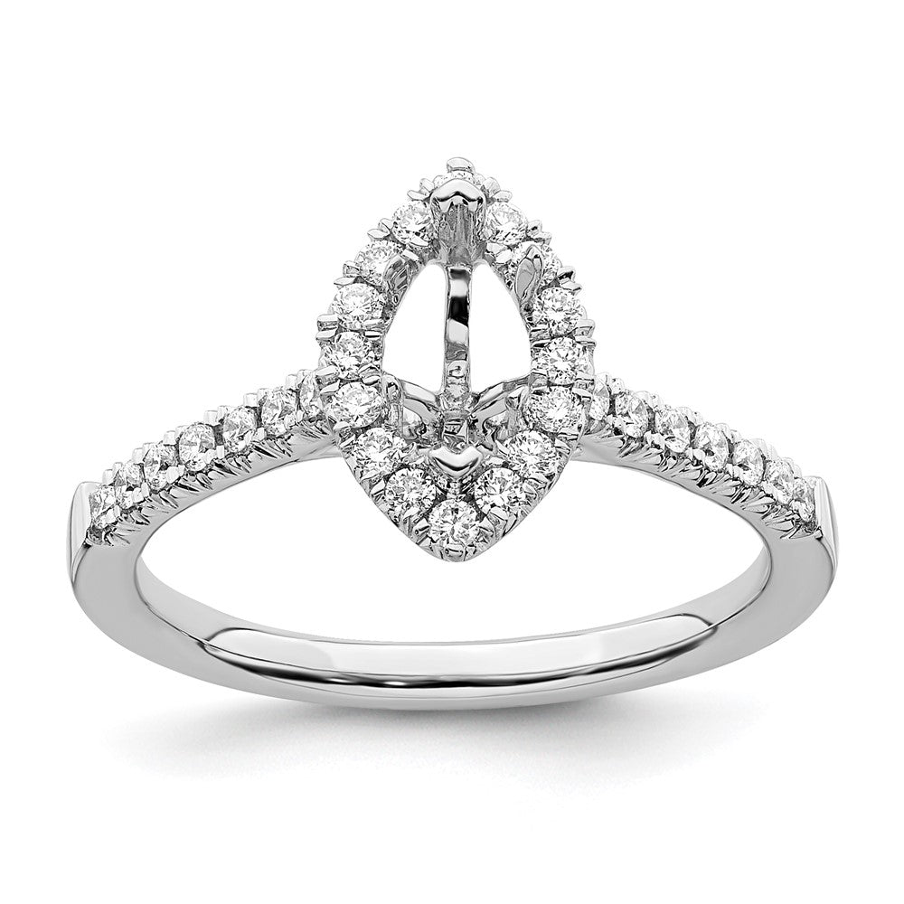 14k White Gold Halo (Holds 1/2 carat (7.9x4.1mm) Marquise Center) 1/3 carat Diamond Semi-mount Engagement Ring