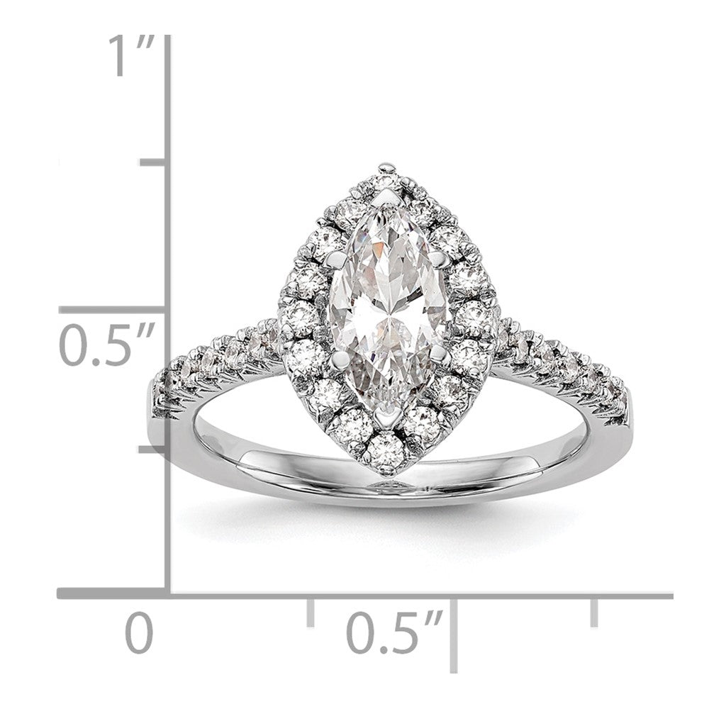 14k White Gold Halo (Holds 1 carat (9.5x5.5mm) Marquise Center) 1/2 carat Diamond Semi-mount Engagement Ring