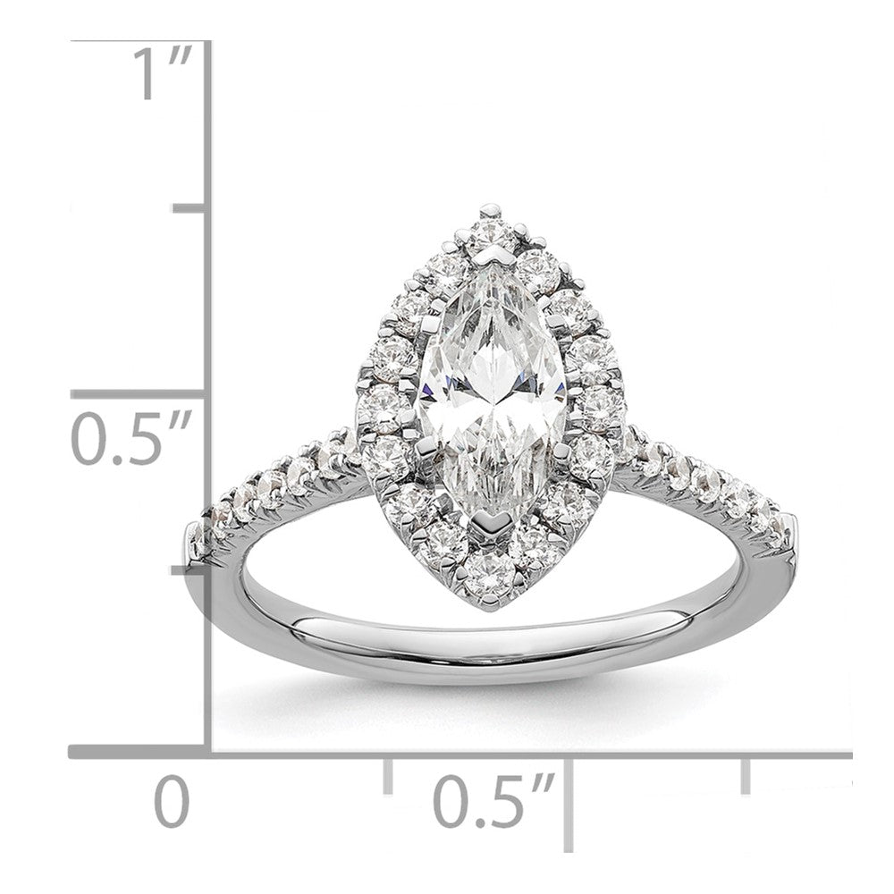 14k White Gold Halo (Holds 1.25 carat (10.3x5.3mm) Marquise Center) 1/2 carat Diamond Semi-mount Engagement Ring