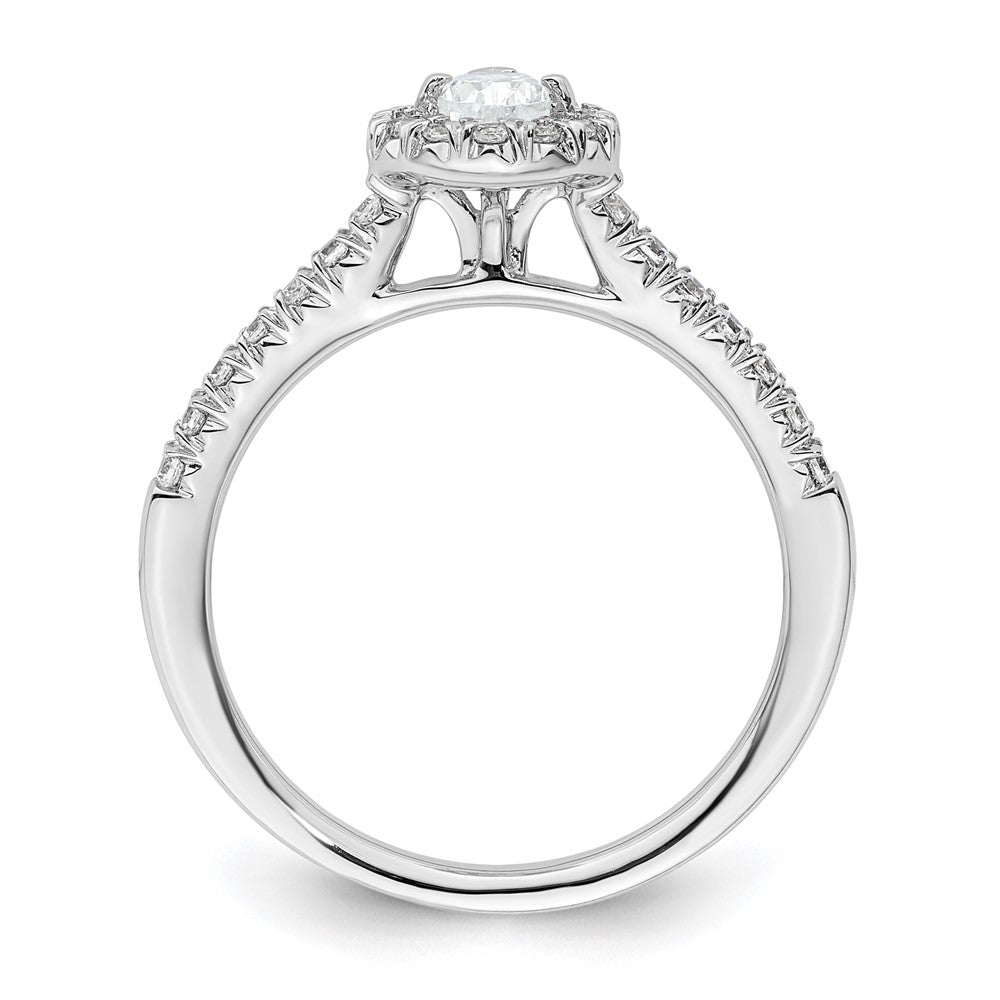 14k White Gold Halo (Holds 1/3 carat (5.6x4.00mm) Pear Center) 1/4 carat Diamond Semi-mount Engagement Ring