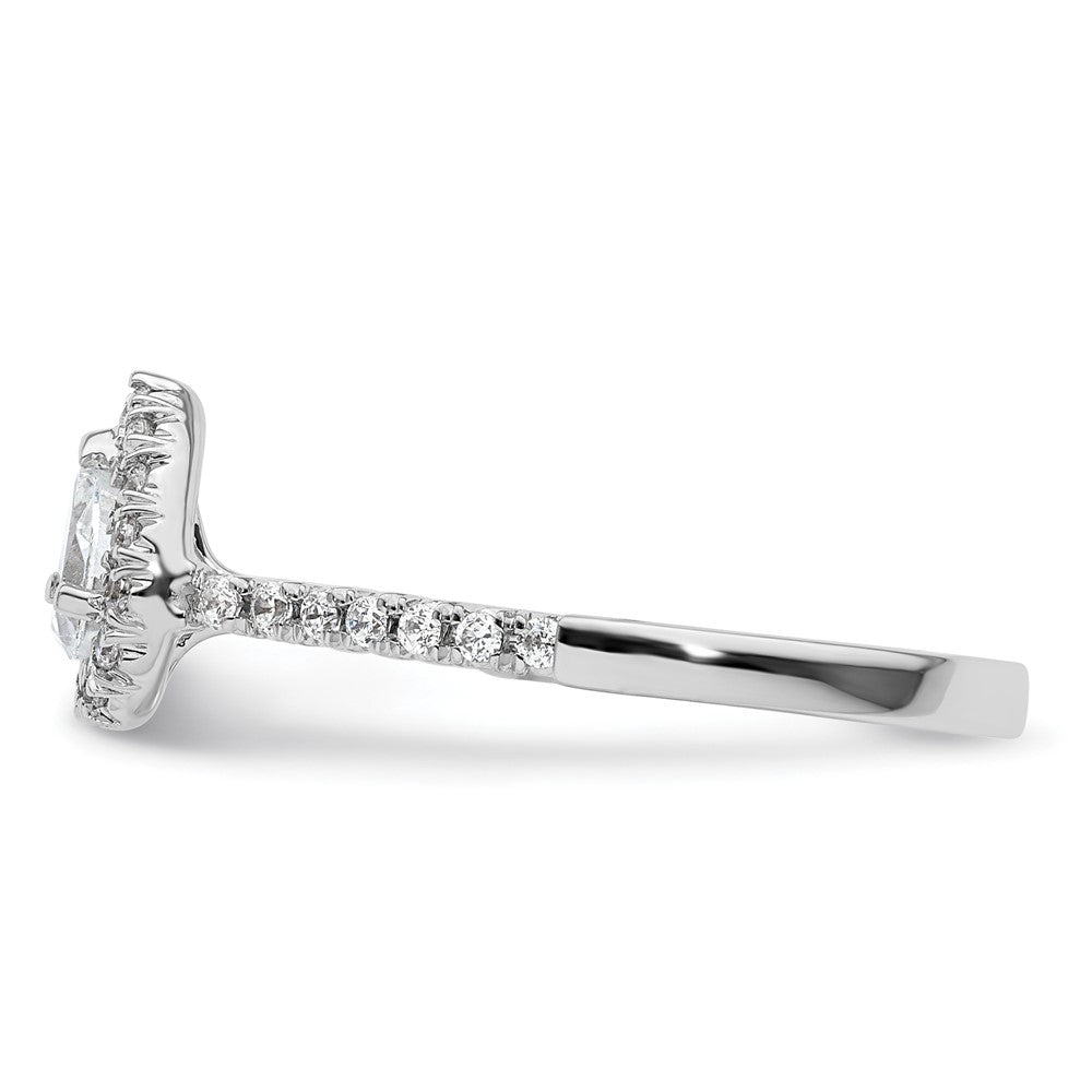 14k White Gold Halo (Holds 1/3 carat (5.6x4.00mm) Pear Center) 1/4 carat Diamond Semi-mount Engagement Ring