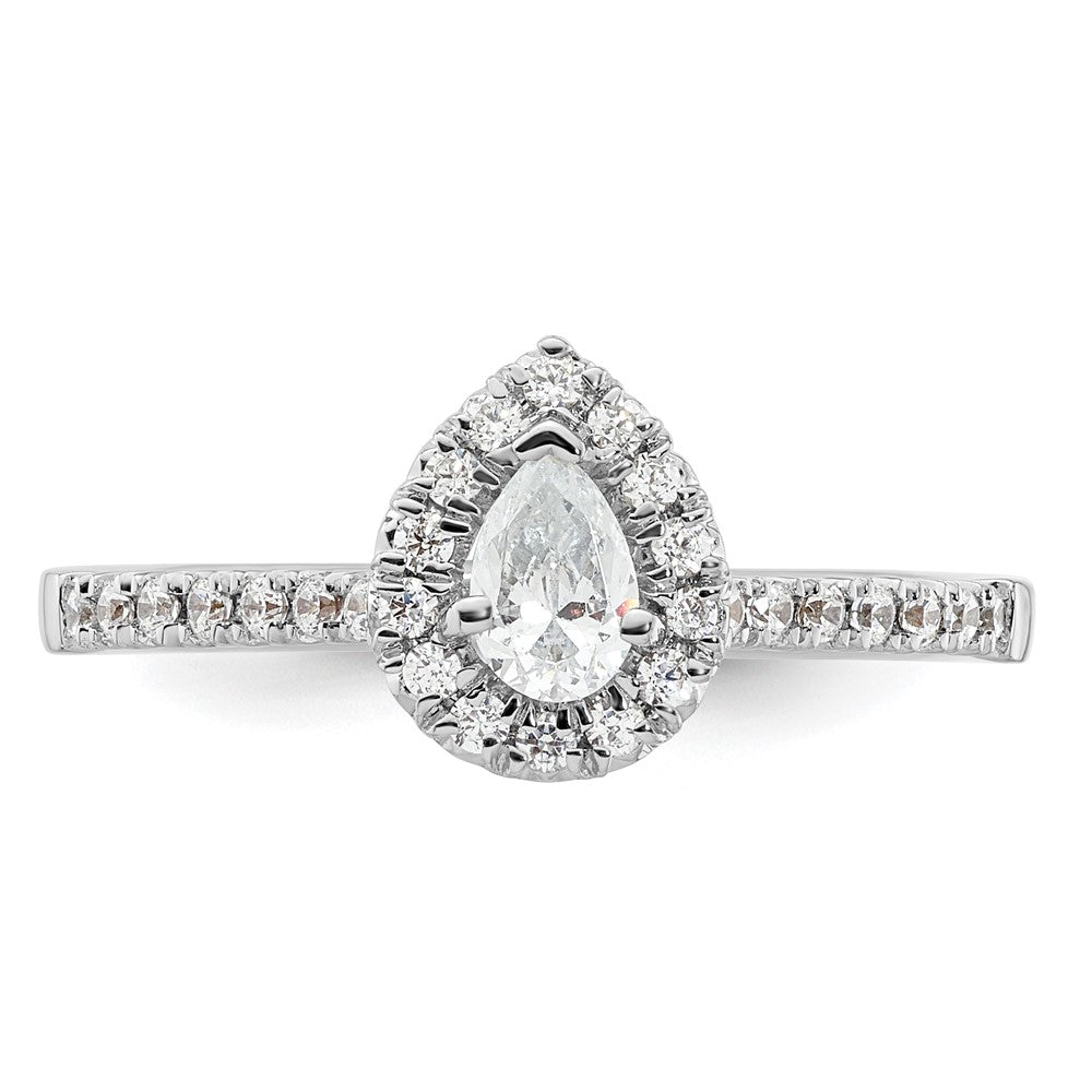 14k White Gold Halo (Holds 1/3 carat (5.6x4.00mm) Pear Center) 1/4 carat Diamond Semi-mount Engagement Ring