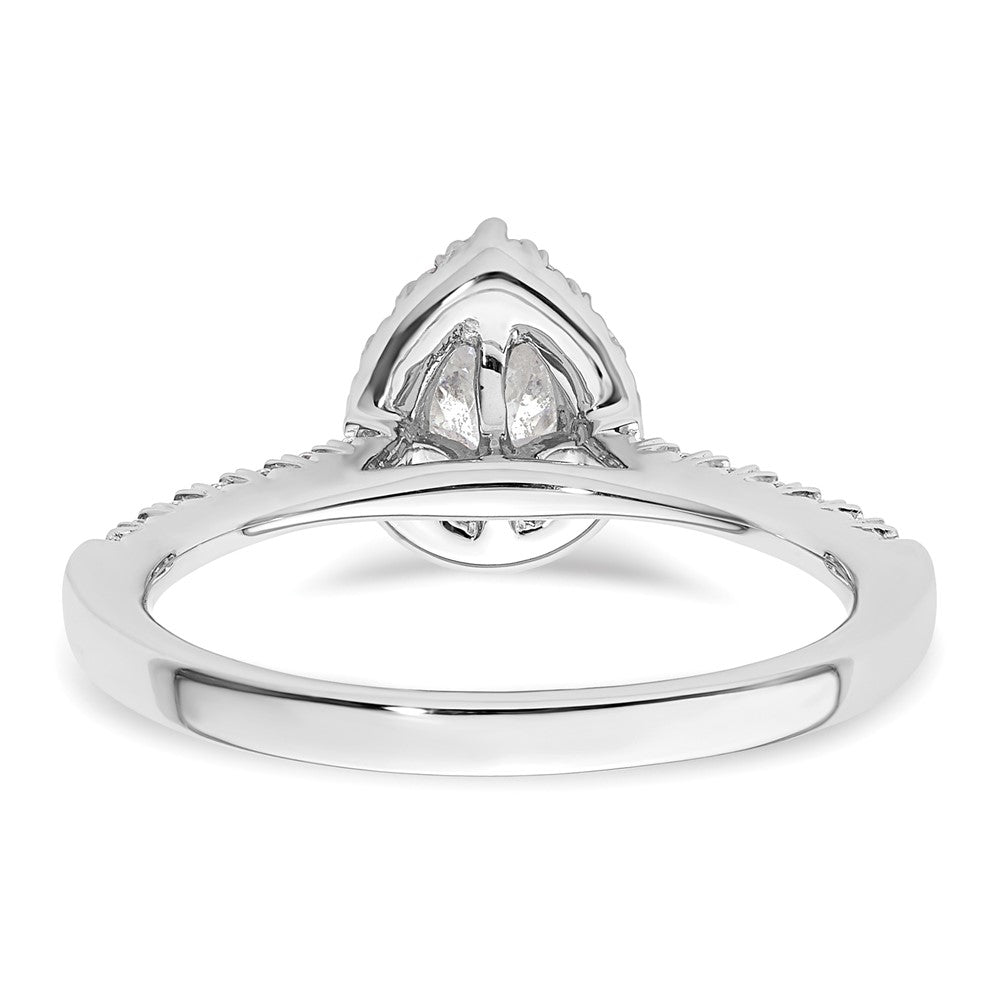 14k White Gold Halo (Holds 1/3 carat (5.6x4.00mm) Pear Center) 1/4 carat Diamond Semi-mount Engagement Ring
