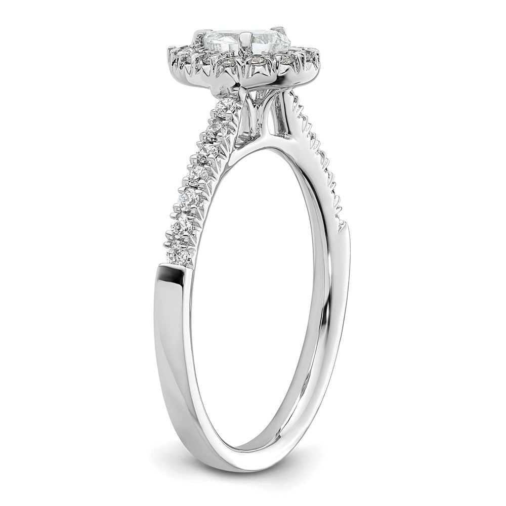 14k White Gold Halo (Holds 1/3 carat (5.6x4.00mm) Pear Center) 1/4 carat Diamond Semi-mount Engagement Ring