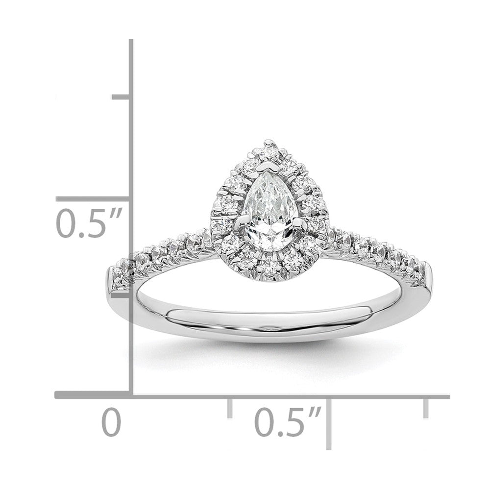 14k White Gold Halo (Holds 1/3 carat (5.6x4.00mm) Pear Center) 1/4 carat Diamond Semi-mount Engagement Ring