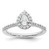 14k White Gold Halo (Holds 1/3 carat (5.6x4.00mm) Pear Center) 1/4 carat Diamond Semi-mount Engagement Ring
