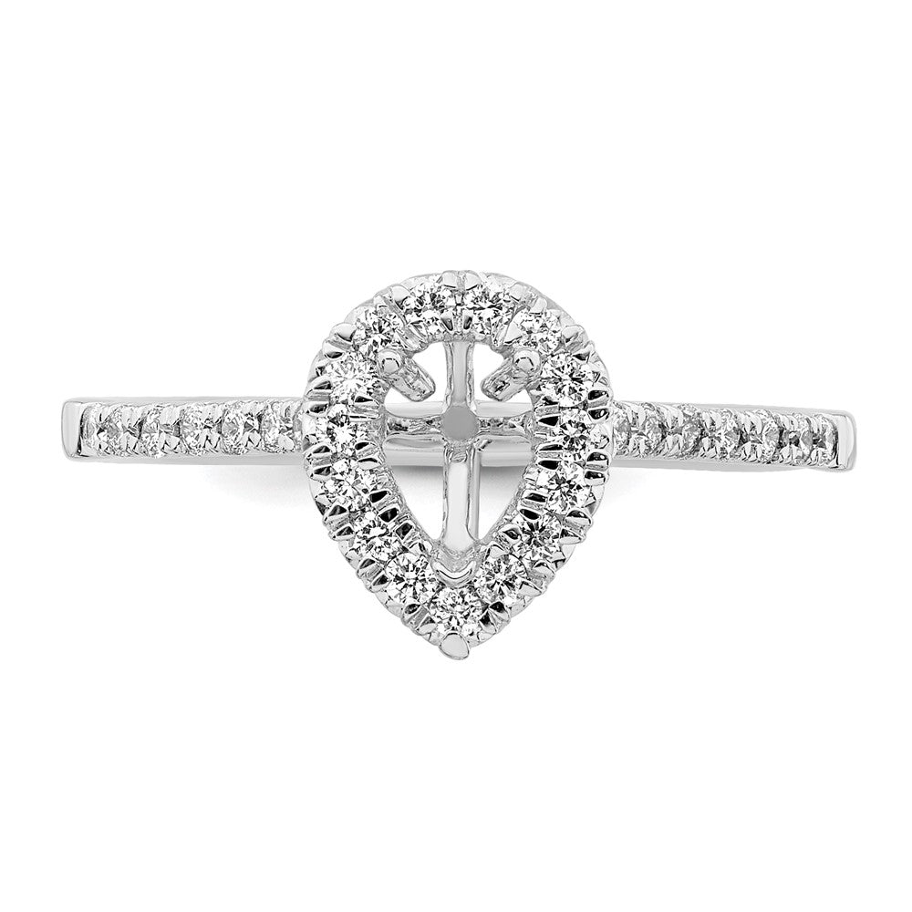 True Origin 14K White Gold 1/3 carat Lab Grown Diamond VS+ F+ Semi-Mount Pear Halo Engagement Ring