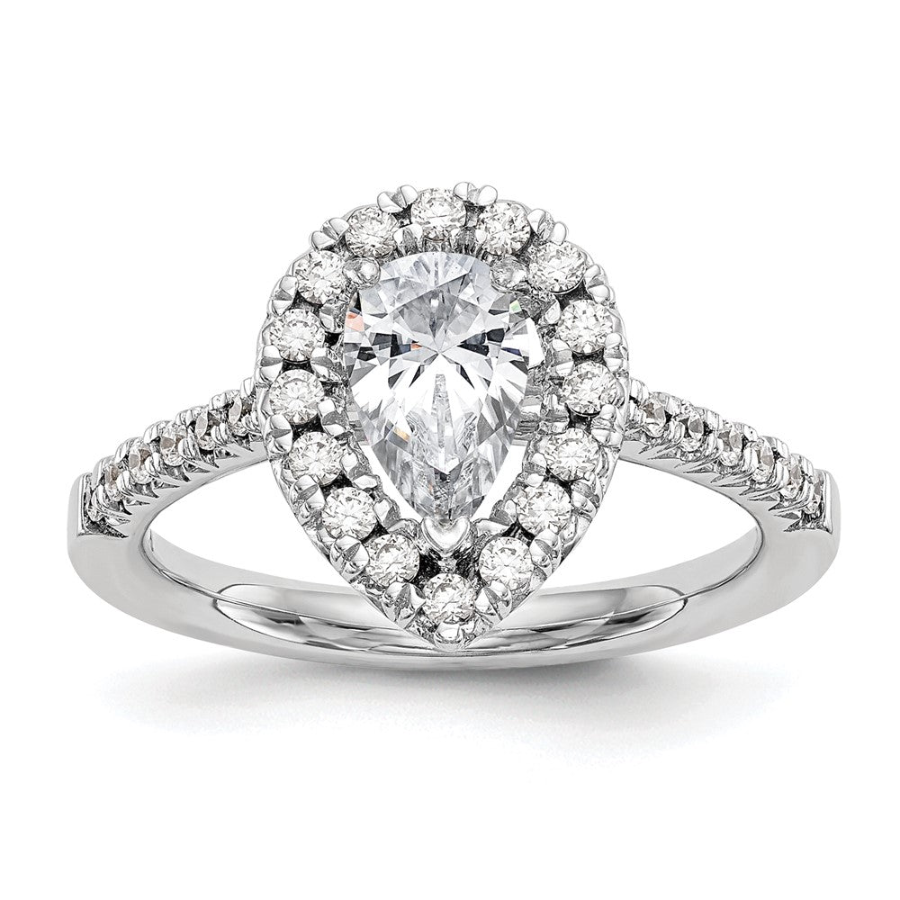 14k White Gold Halo (Holds 1 carat (8.7x5.6mm) Pear Center) 3/8 carat Diamond Semi-mount Engagement Ring