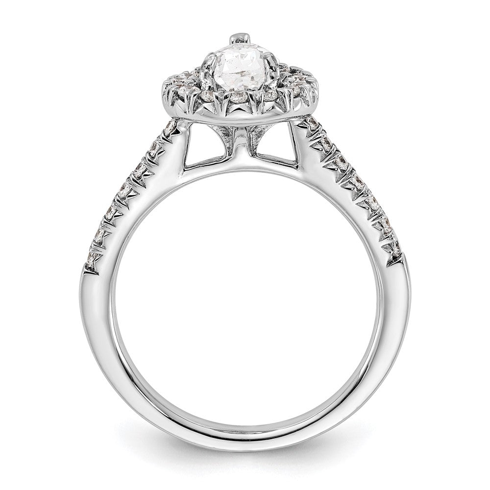 True Origin 14K White Gold 3/8 carat Lab Grown Diamond VS+ F+ Semi-Mount Pear Halo Engagement Ring