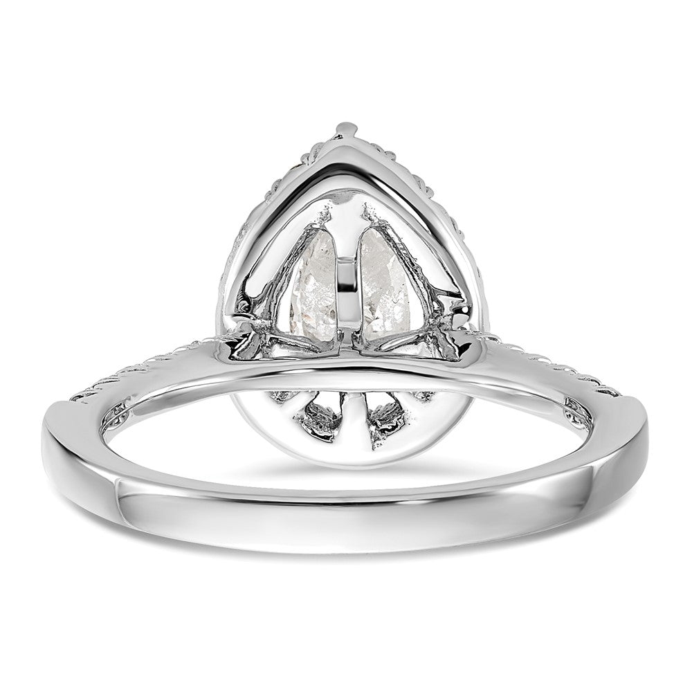 True Origin 14K White Gold 3/8 carat Lab Grown Diamond VS+ F+ Semi-Mount Pear Halo Engagement Ring