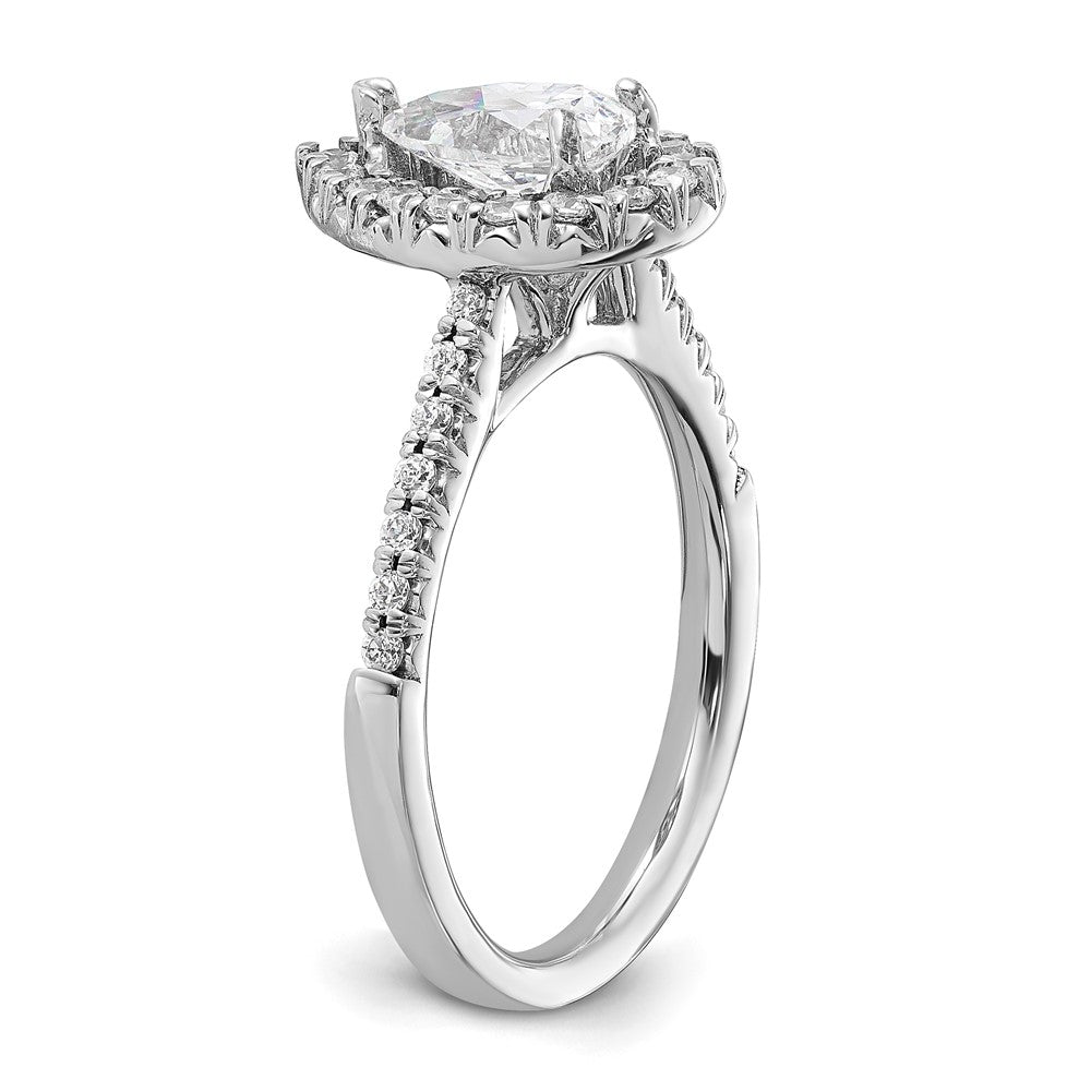 True Origin 14K White Gold 3/8 carat Lab Grown Diamond VS+ F+ Semi-Mount Pear Halo Engagement Ring