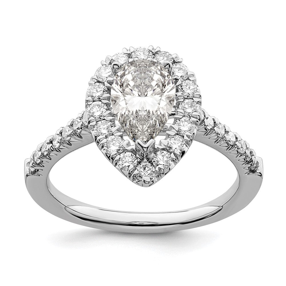 14k White Gold Halo (Holds 1.5 carat (9.9x6.4mm) Pear Center) 5/8 carat Diamond Semi-mount Engagement Ring