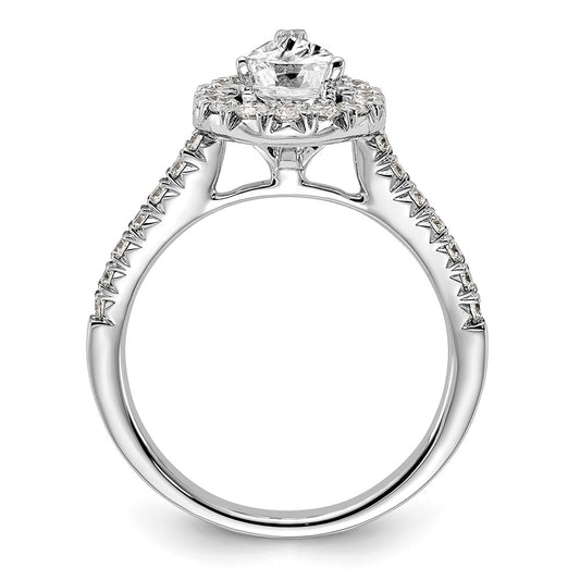14k White Gold 5/8 carat Lab Grown Diamond VS/SI+ G+ 1 1/2 carat Center Pear Semi Mount Halo Engagement Ring