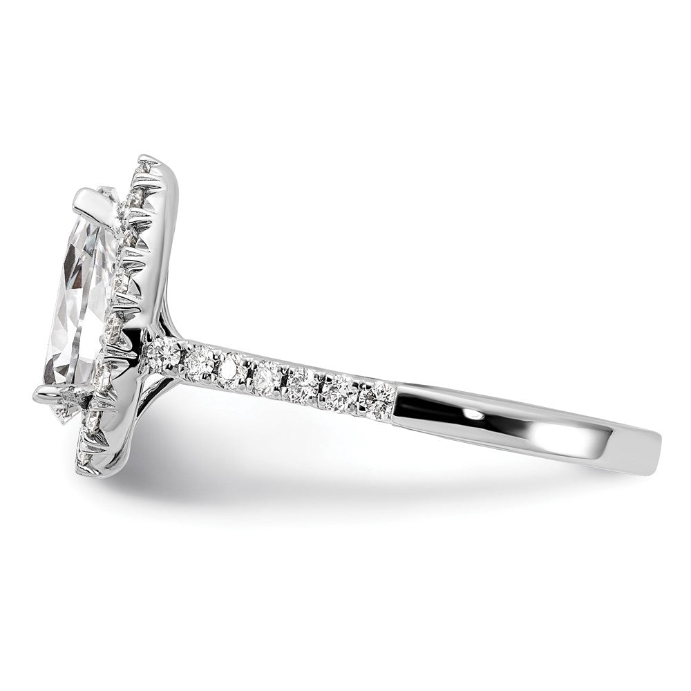 14k White Gold Halo (Holds 1.5 carat (9.9x6.4mm) Pear Center) 5/8 carat Diamond Semi-mount Engagement Ring