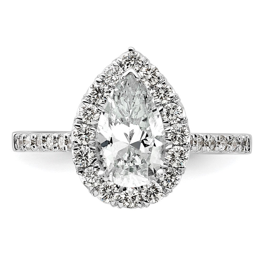14k White Gold Halo (Holds 1.5 carat (9.9x6.4mm) Pear Center) 5/8 carat Diamond Semi-mount Engagement Ring