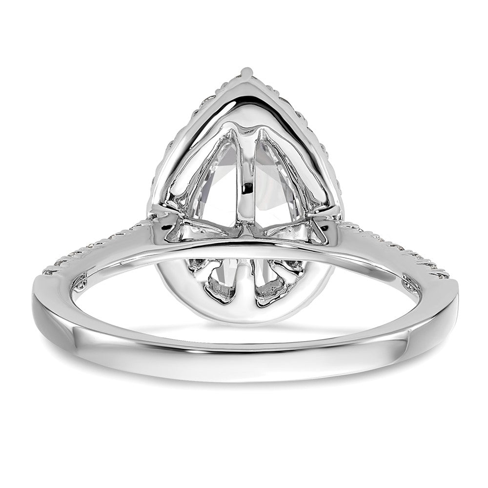 14k White Gold Halo (Holds 1.5 carat (9.9x6.4mm) Pear Center) 5/8 carat Diamond Semi-mount Engagement Ring