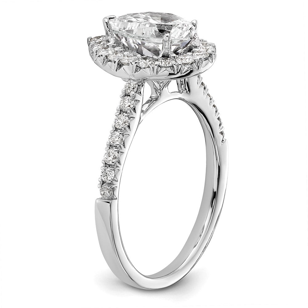 14k White Gold Halo (Holds 1.5 carat (9.9x6.4mm) Pear Center) 5/8 carat Diamond Semi-mount Engagement Ring