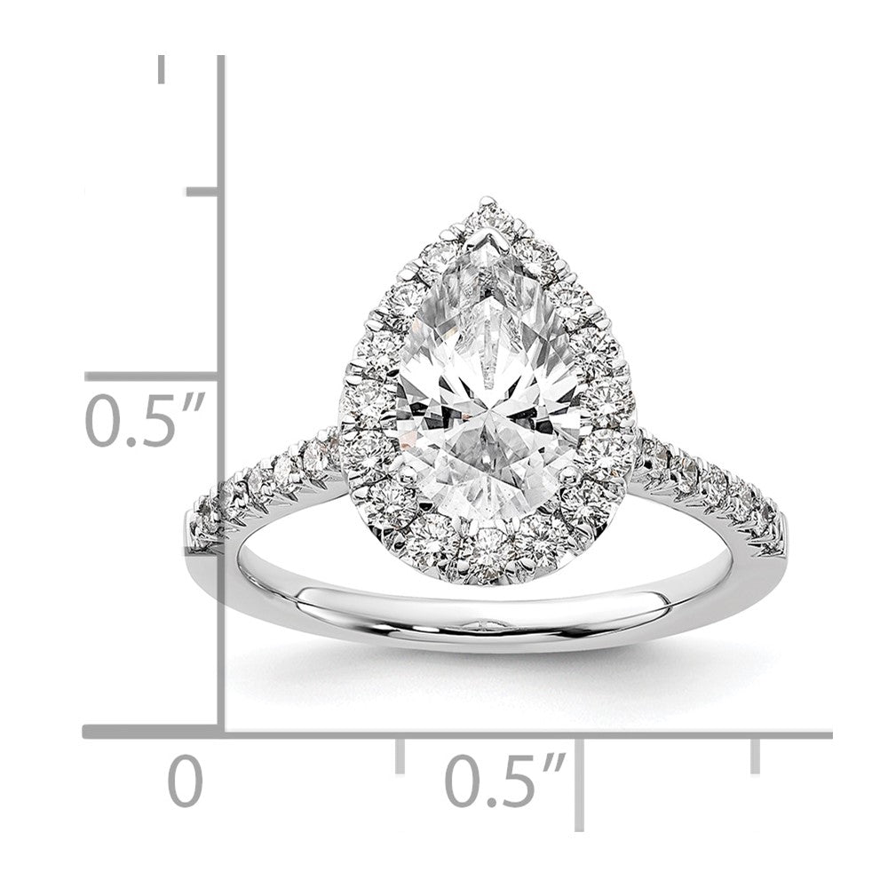 14k White Gold Halo (Holds 1.5 carat (9.9x6.4mm) Pear Center) 5/8 carat Diamond Semi-mount Engagement Ring