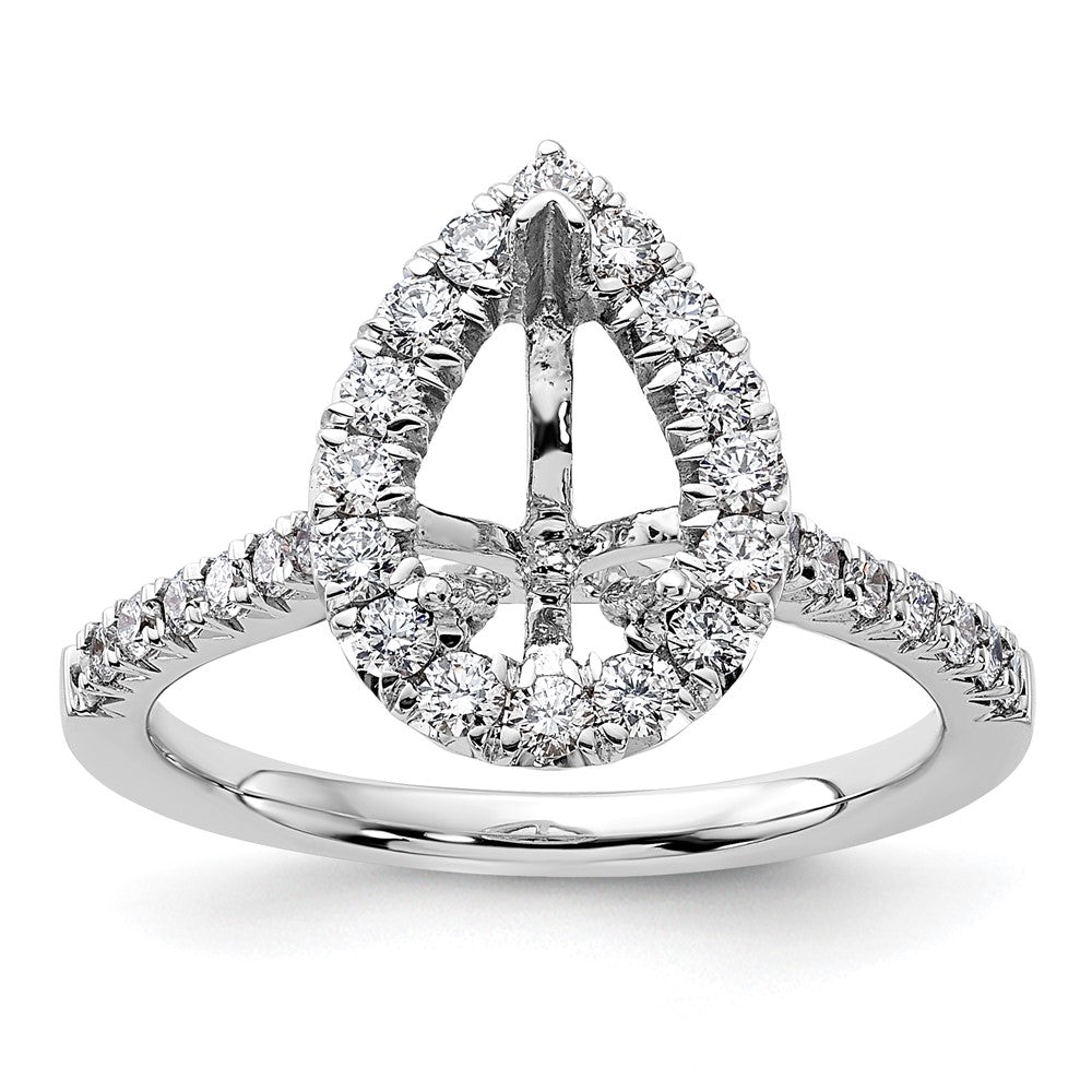 14k White Gold Halo (Holds 1.5 carat (9.9x6.4mm) Pear Center) 5/8 carat Diamond Semi-mount Engagement Ring