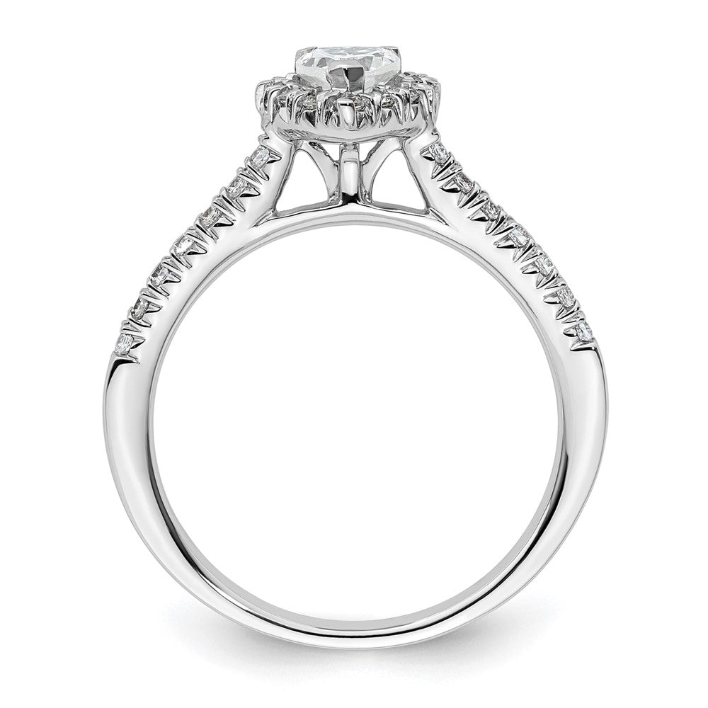 14k White Gold Halo (Holds 1/4 carat (4.2mm) Heart Center) 1/4 carat Diamond Semi-mount Engagement Ring