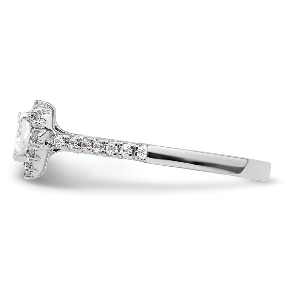 14k White Gold Halo (Holds 1/4 carat (4.2mm) Heart Center) 1/4 carat Diamond Semi-mount Engagement Ring