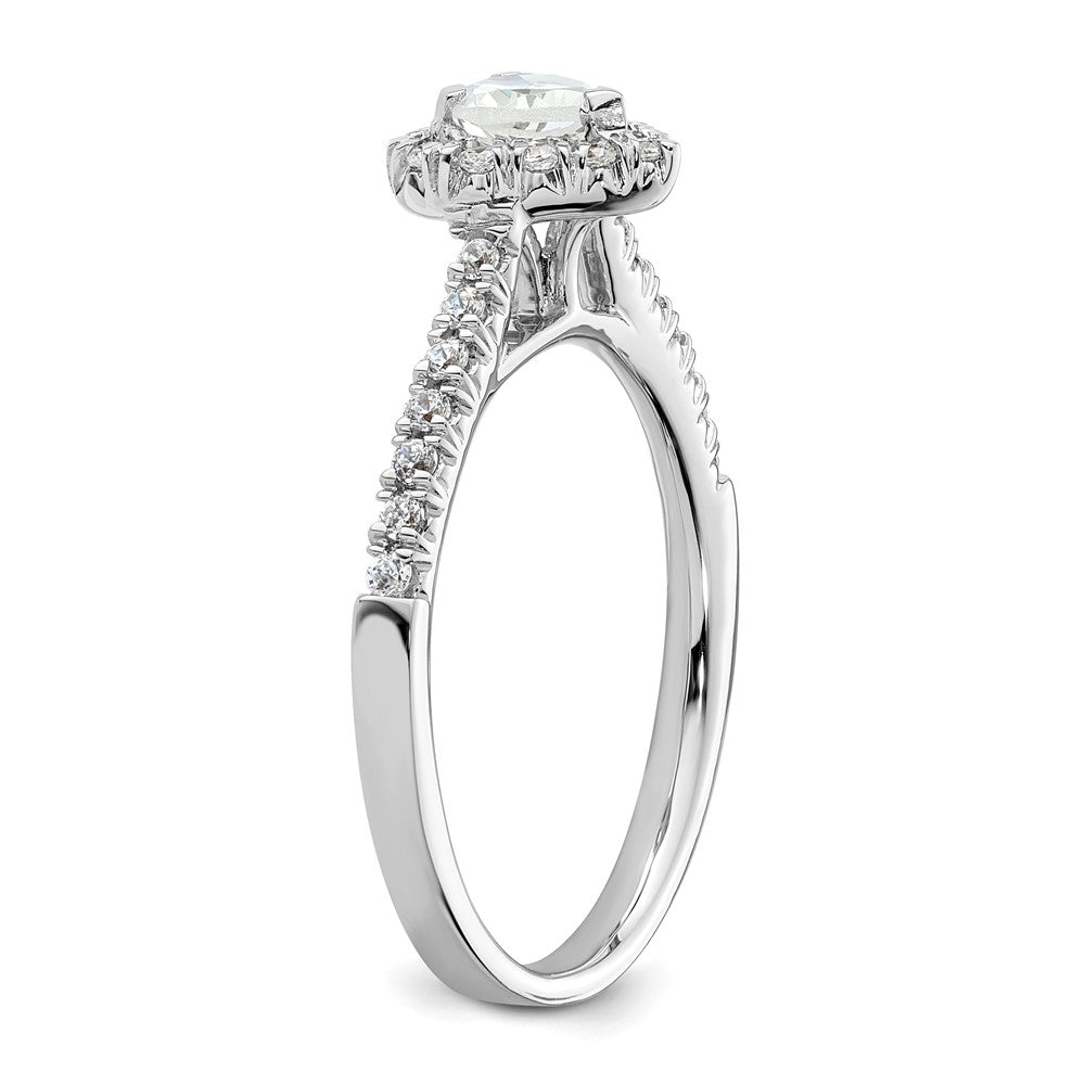 14k White Gold Halo (Holds 1/4 carat (4.2mm) Heart Center) 1/4 carat Diamond Semi-mount Engagement Ring