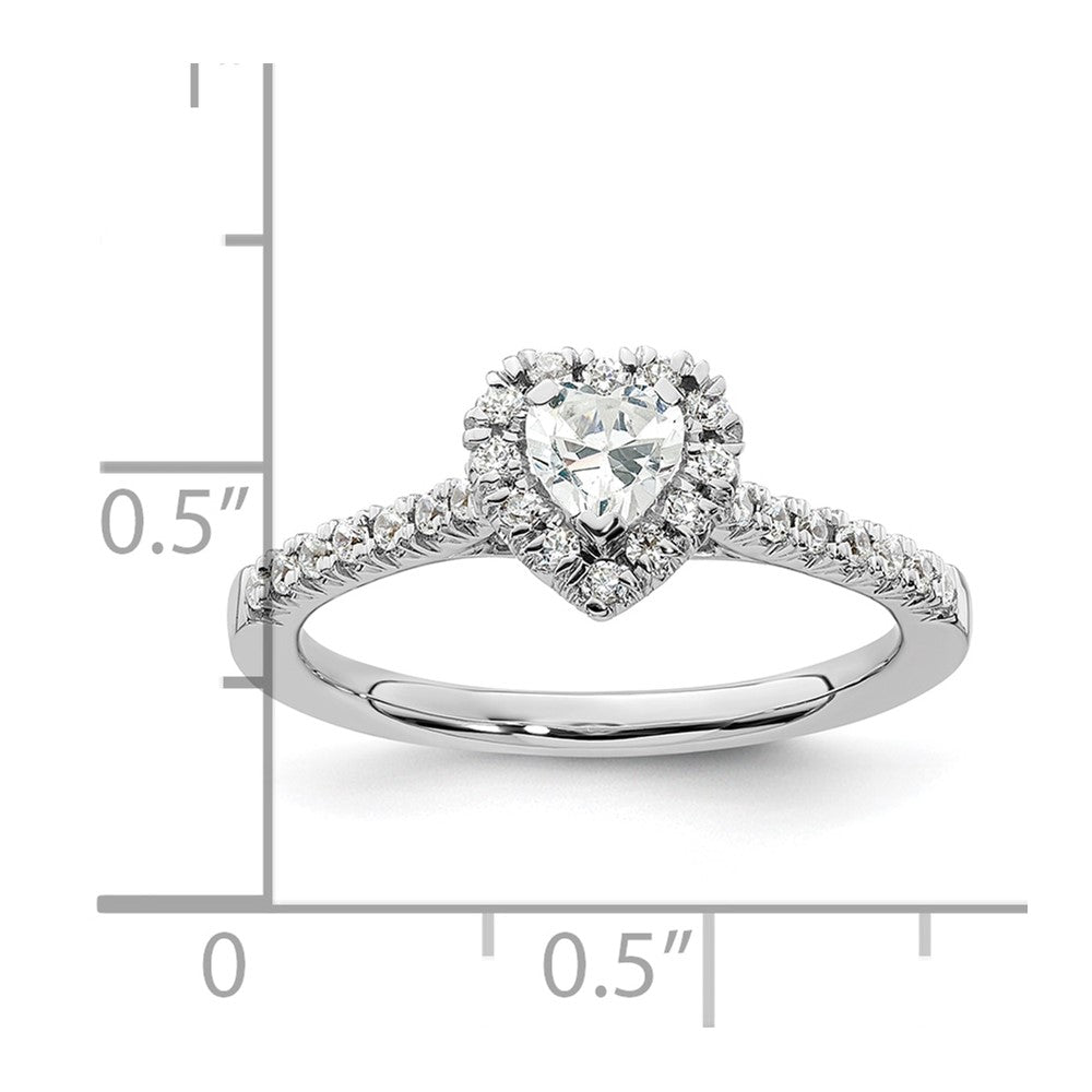 14k White Gold Halo (Holds 1/4 carat (4.2mm) Heart Center) 1/4 carat Diamond Semi-mount Engagement Ring